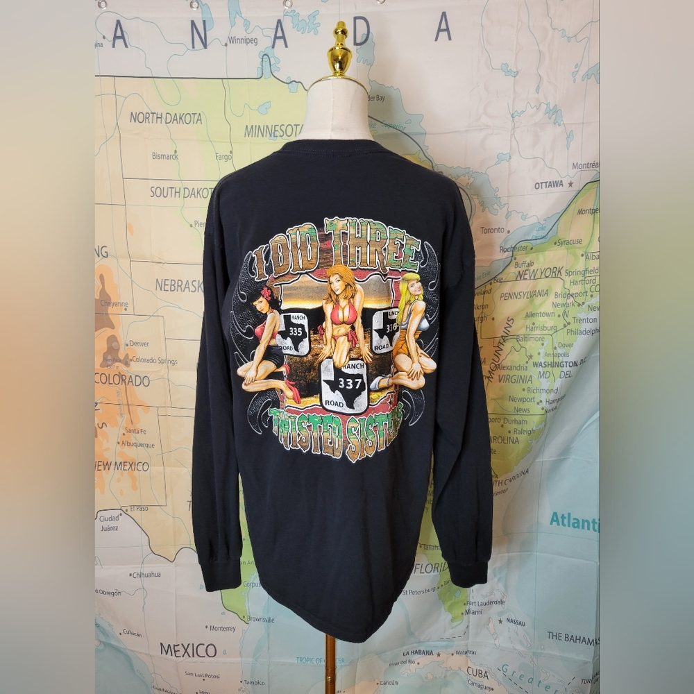 Frio Canyon Leakey TX I Did All Three Motorcycle Long Sleeve Mens T-Shirt Size L